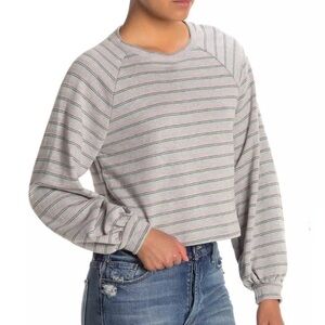 💕Lush NWT Striped Gray and Pink Sweatshirt